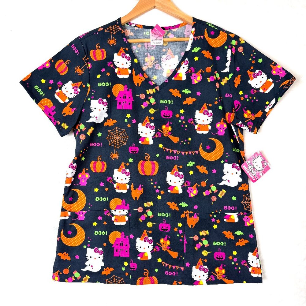 NEW Sanrio Hello Kitty Halloween Pumpkin Bat Candy Medical Nurse Cotton Scrub S